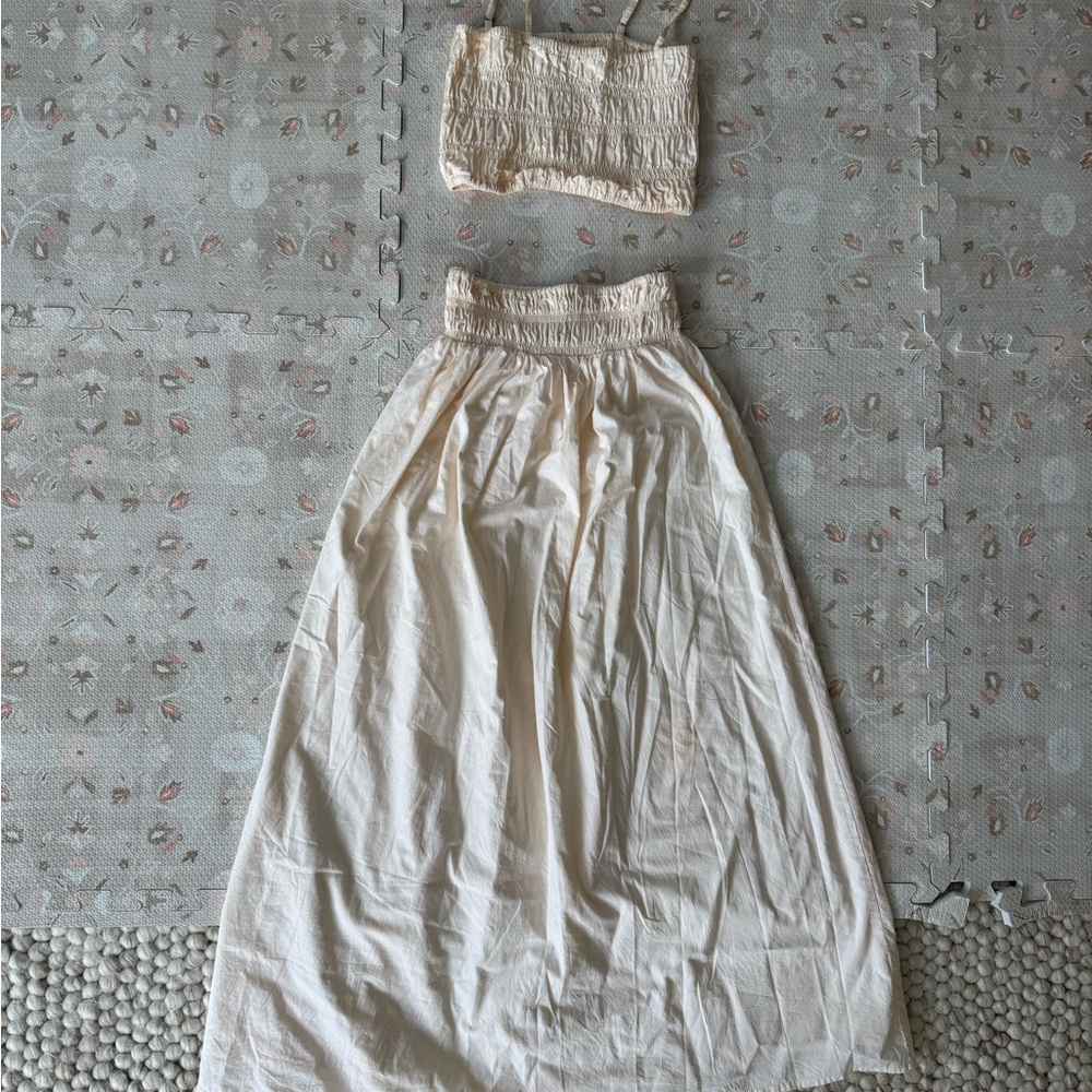 Faithfull the Brand Cream Maxi A-line Skirt Resort Wear